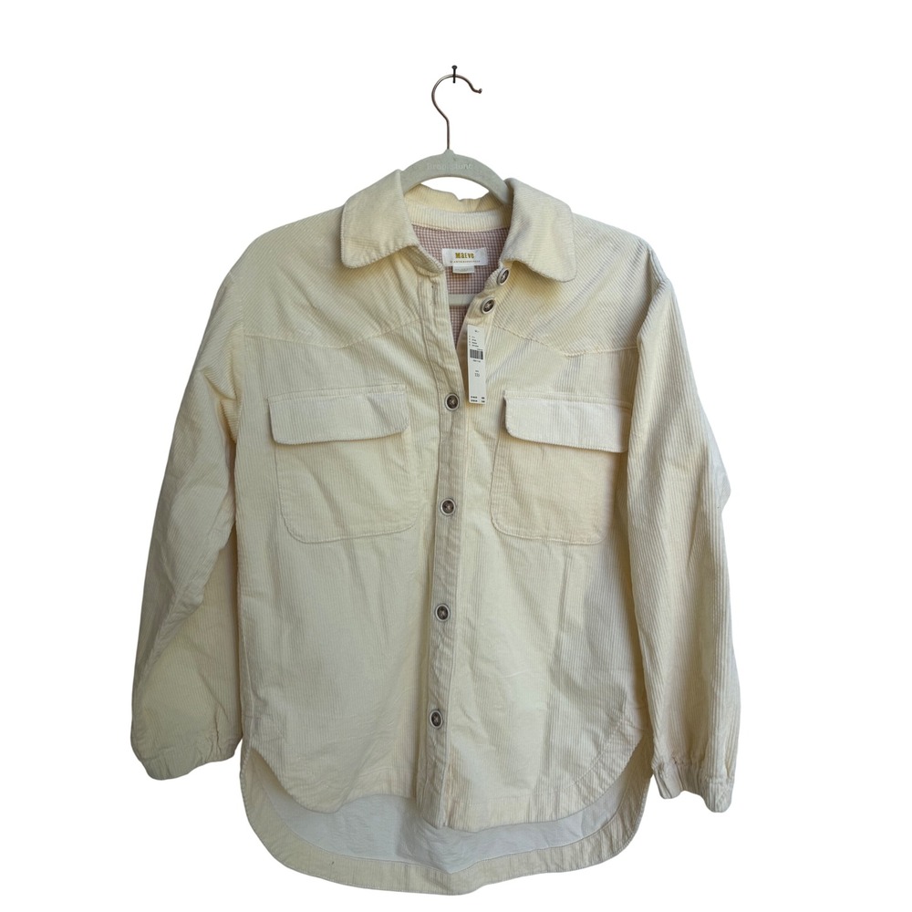 Maeve Anthropologie Butter Yellow Corduroy Shacket Gingham Lining Size XXS NEW